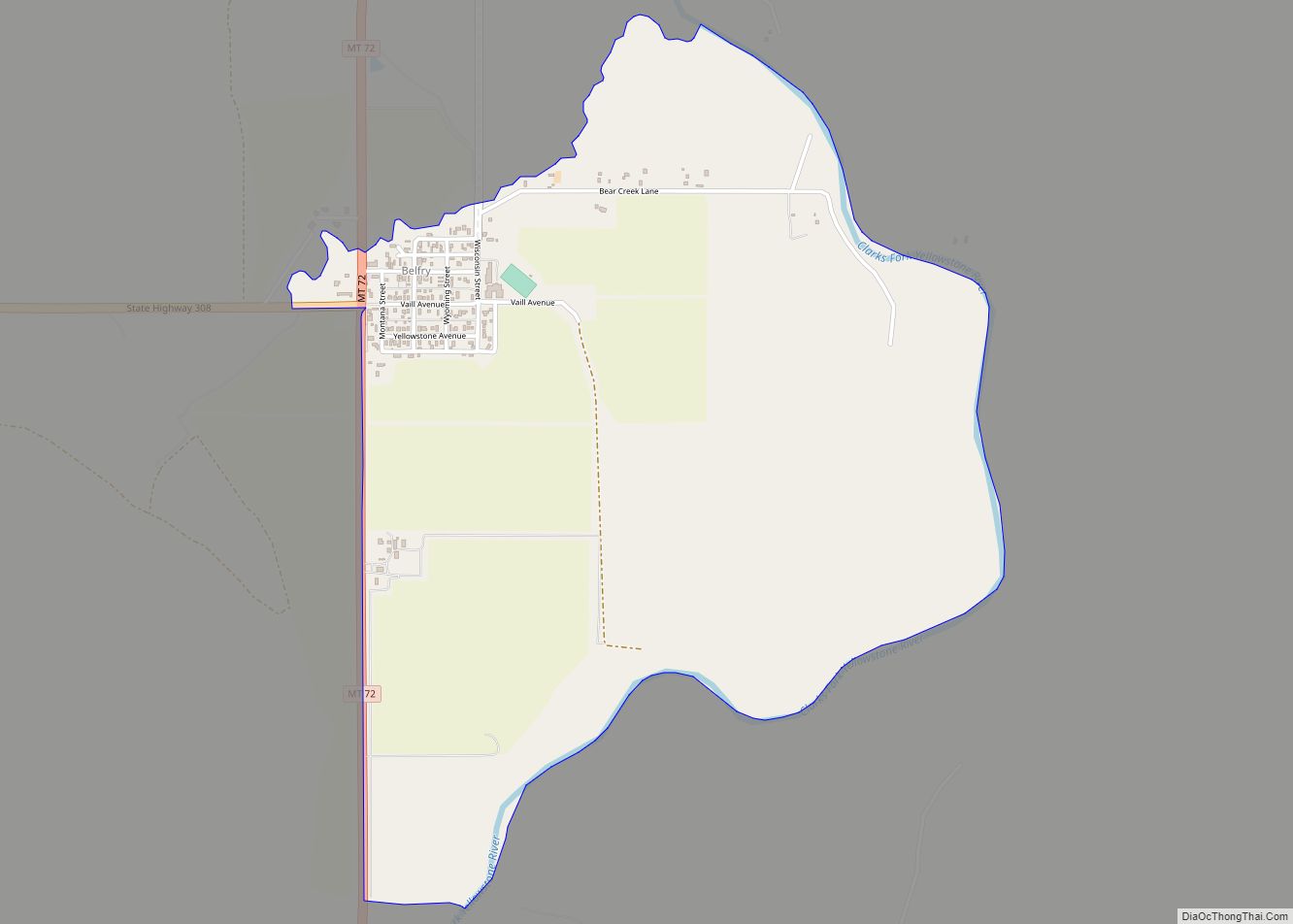 Map of Belfry CDP, Montana