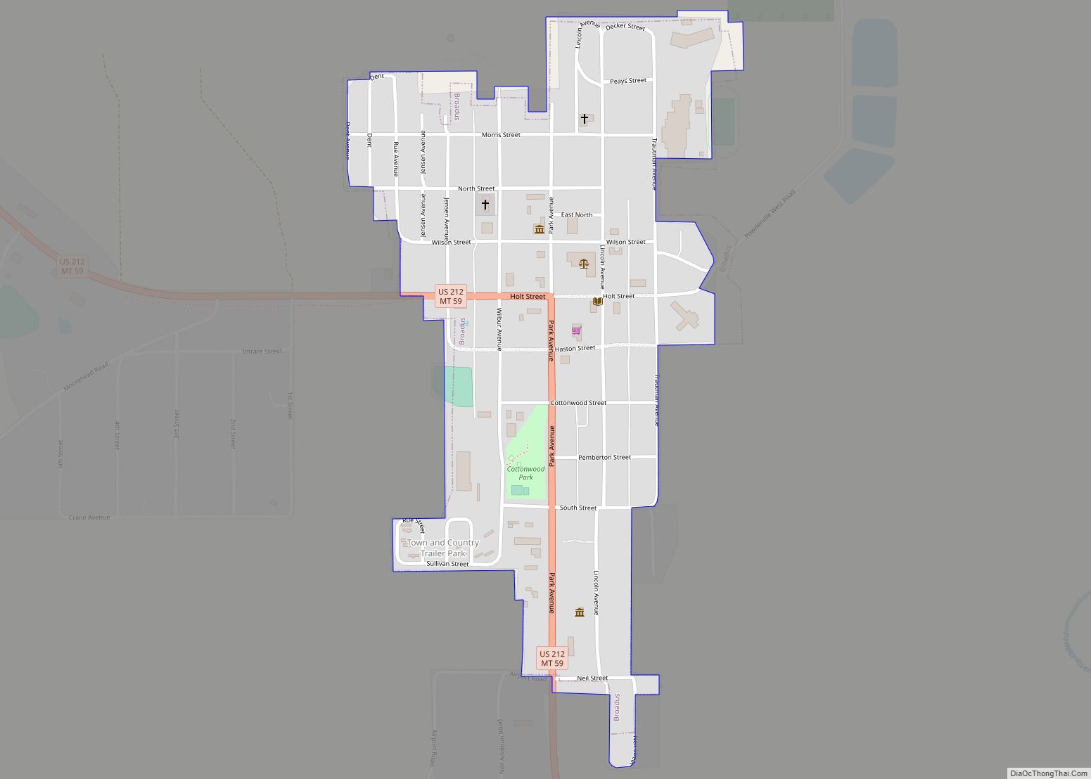 Map of Broadus town