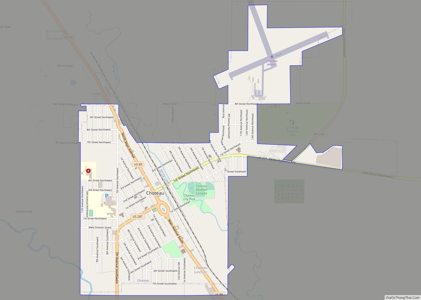 Map of Choteau city