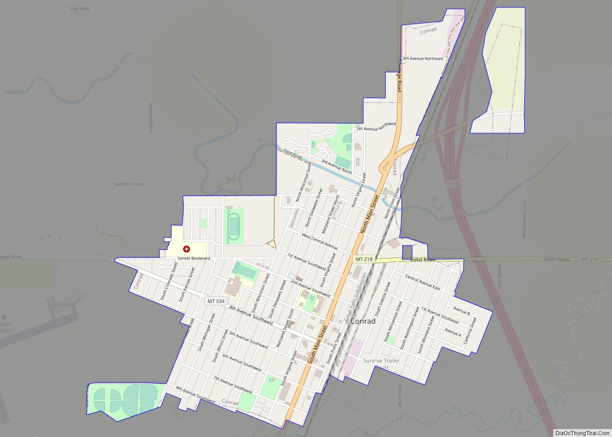 Map of Conrad city, Montana