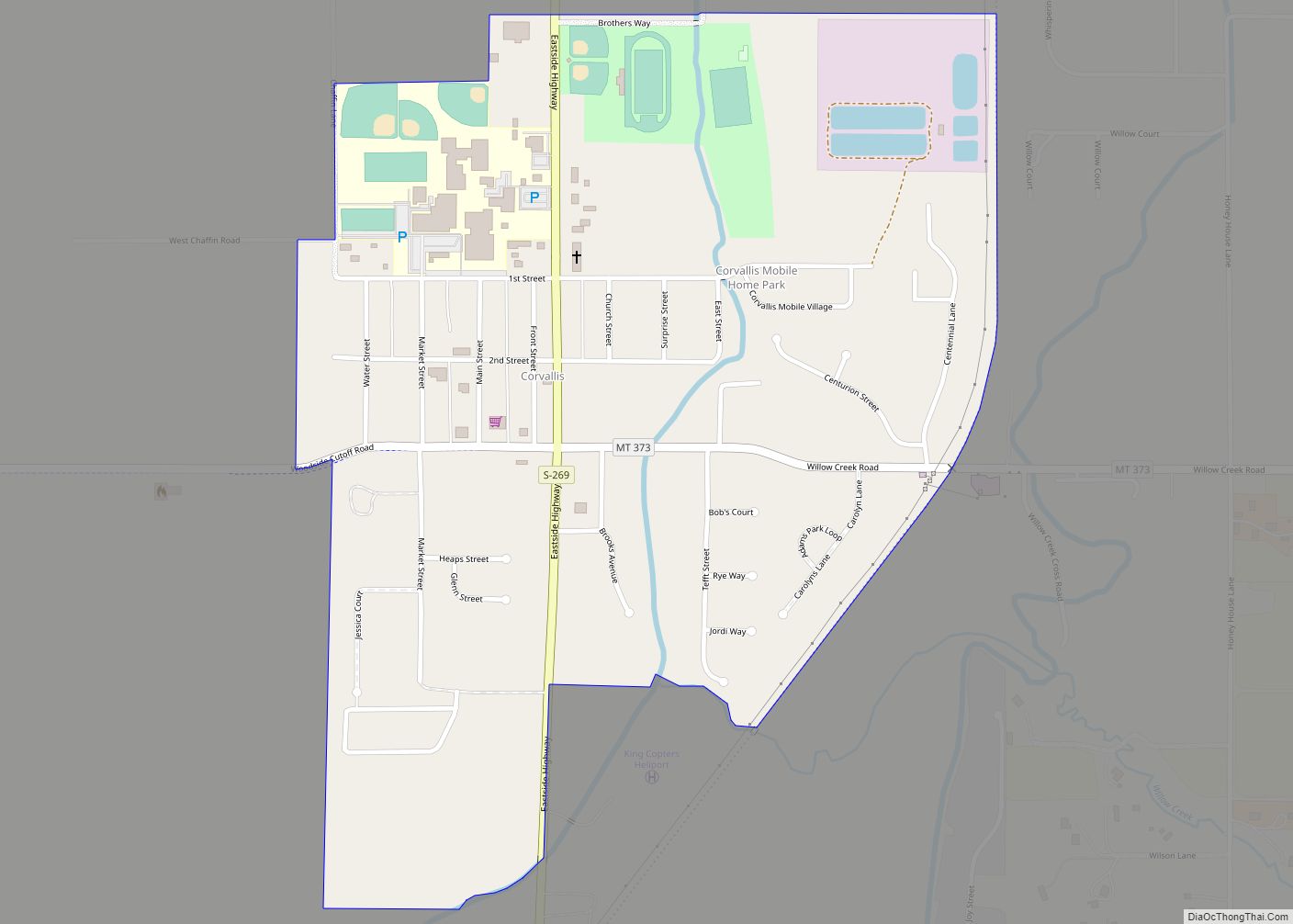 Map of Corvallis CDP, Montana