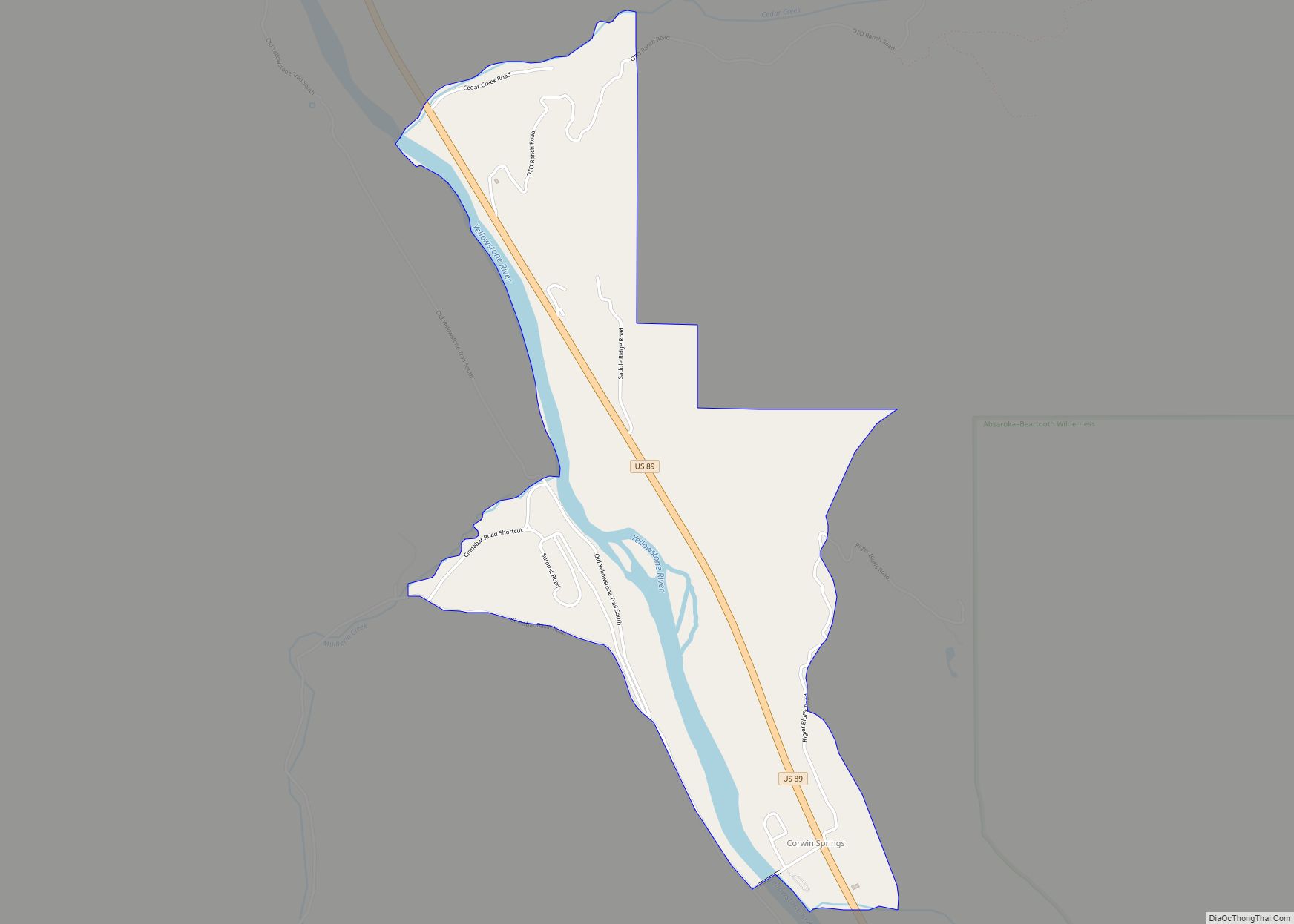 Map of Corwin Springs CDP