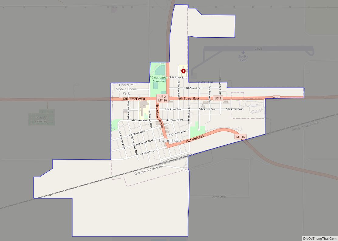 Map of Culbertson town, Montana