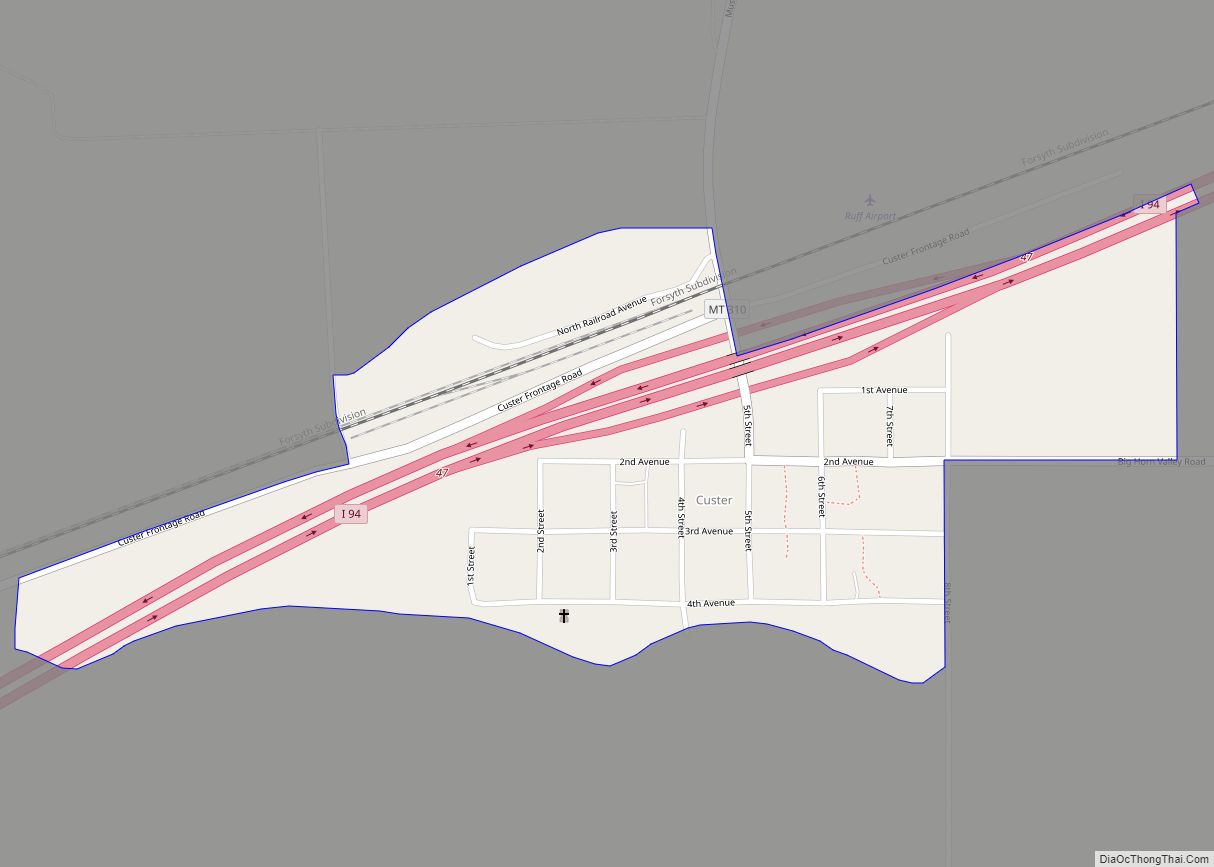 Map of Custer CDP, Montana