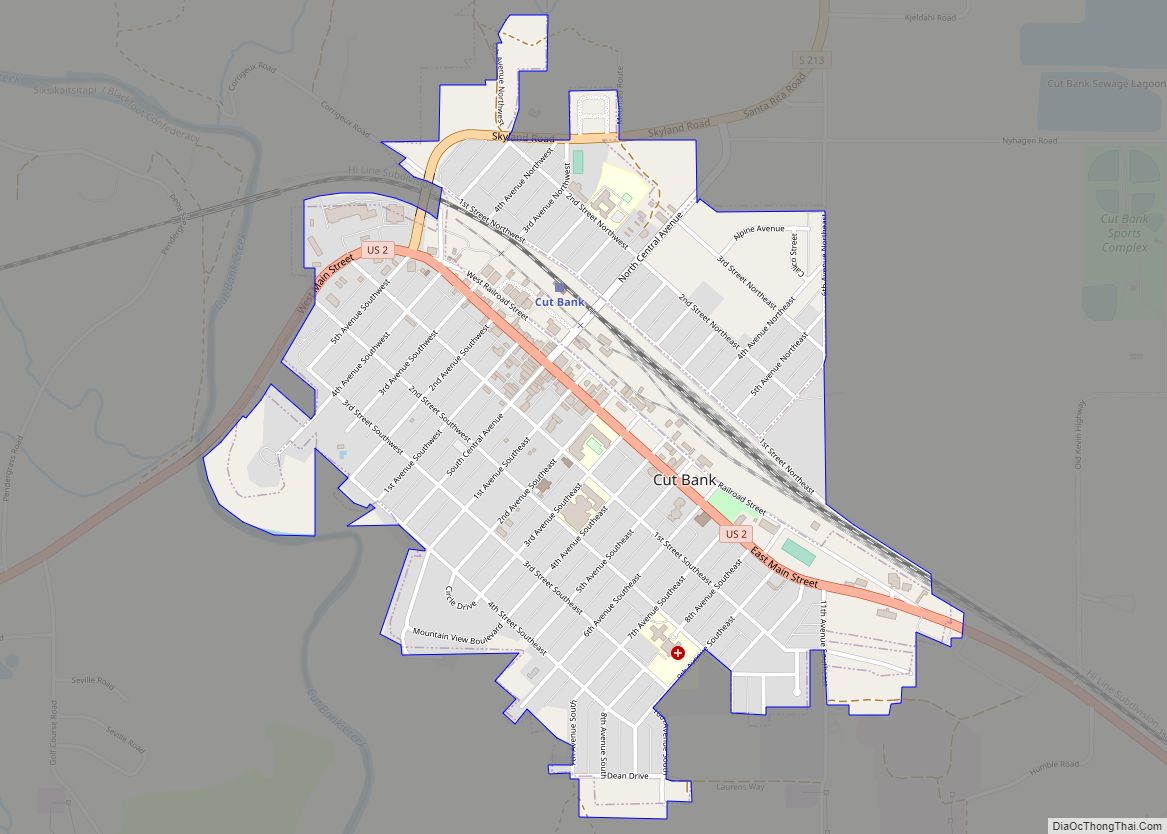 Map of Cut Bank city