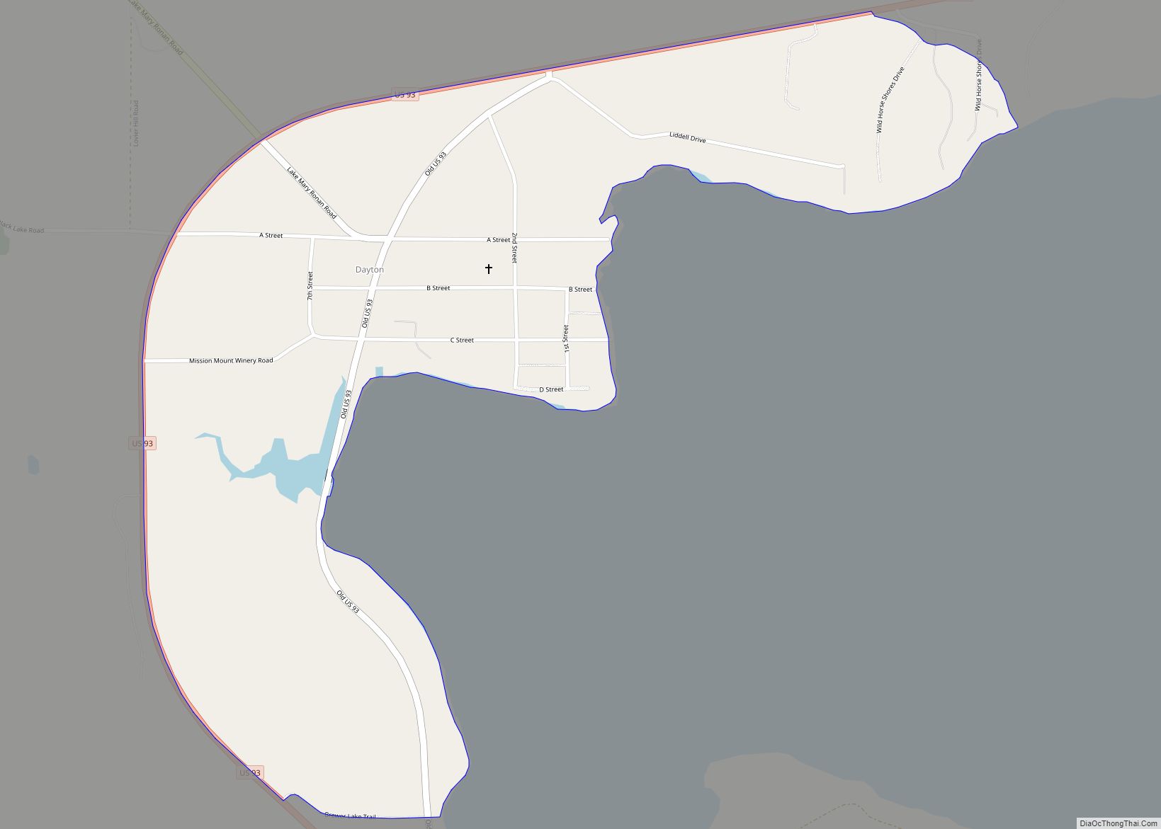 Map of Dayton CDP, Montana