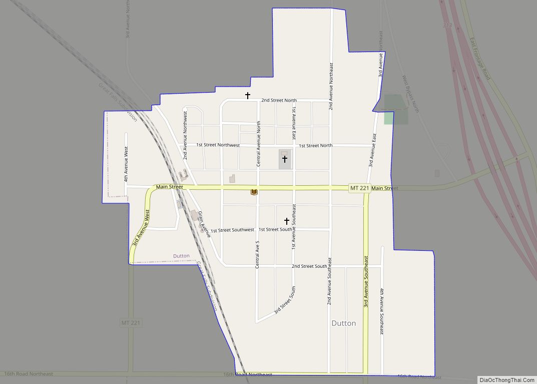 Map of Dutton town, Montana