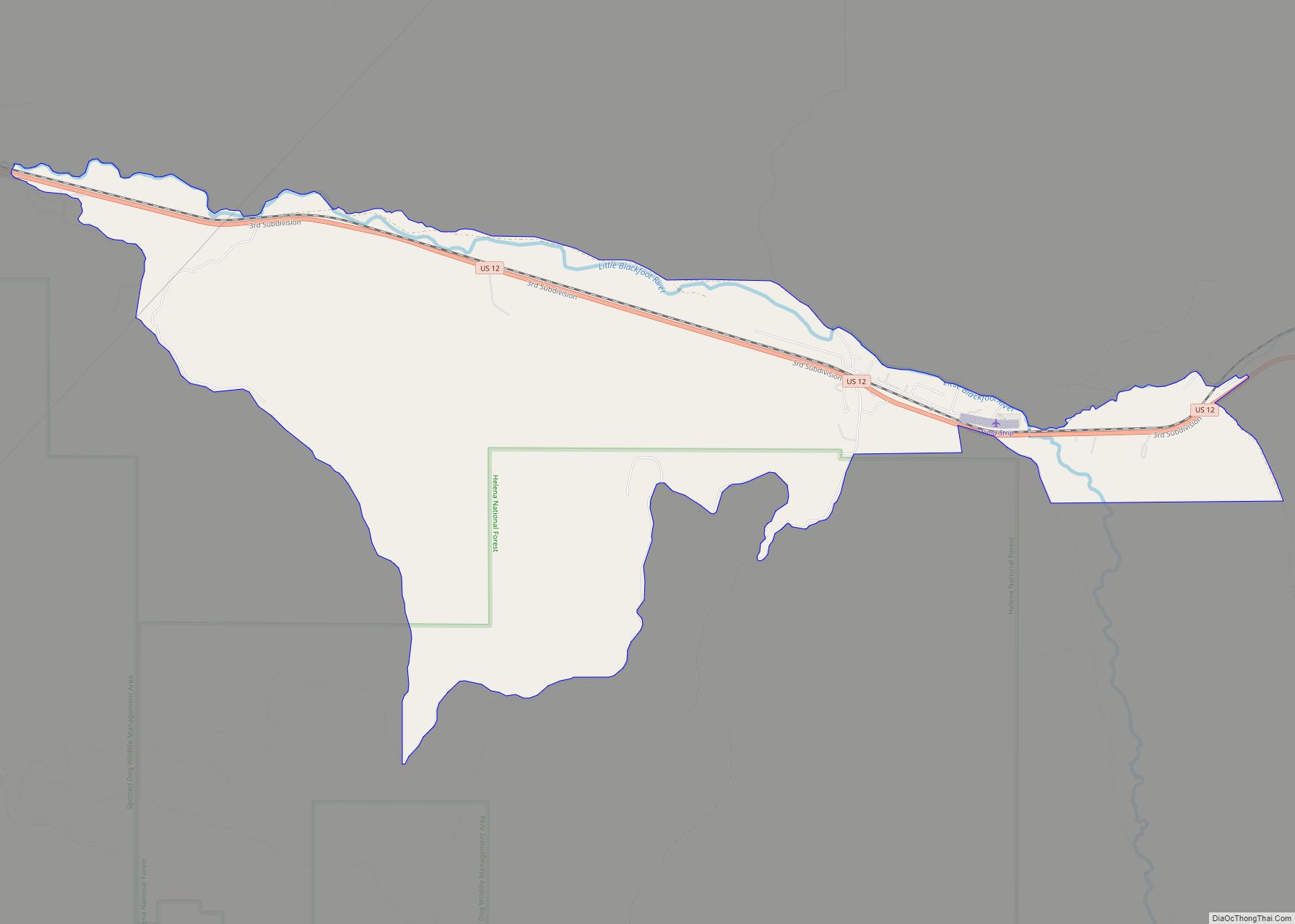 Map of Elliston CDP, Montana