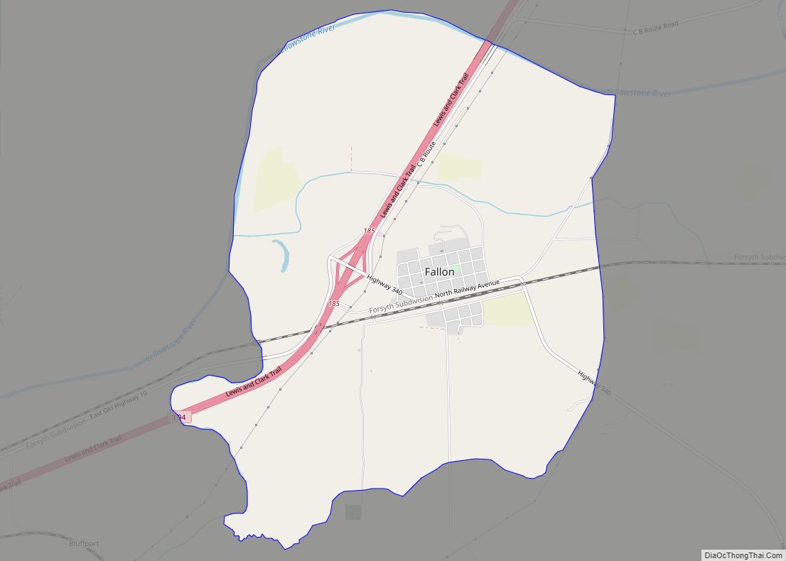 Map of Fallon CDP, Montana