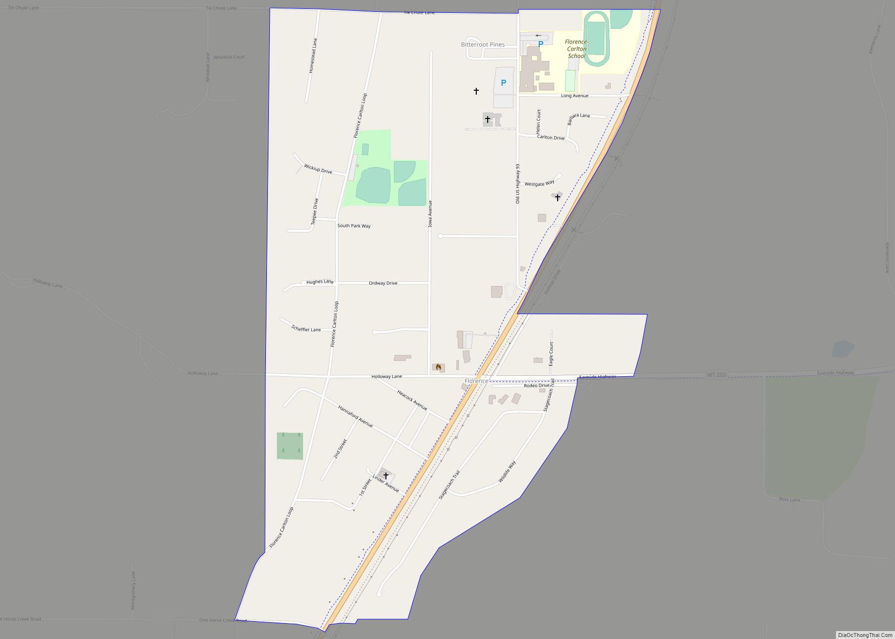 Map of Florence CDP, Montana