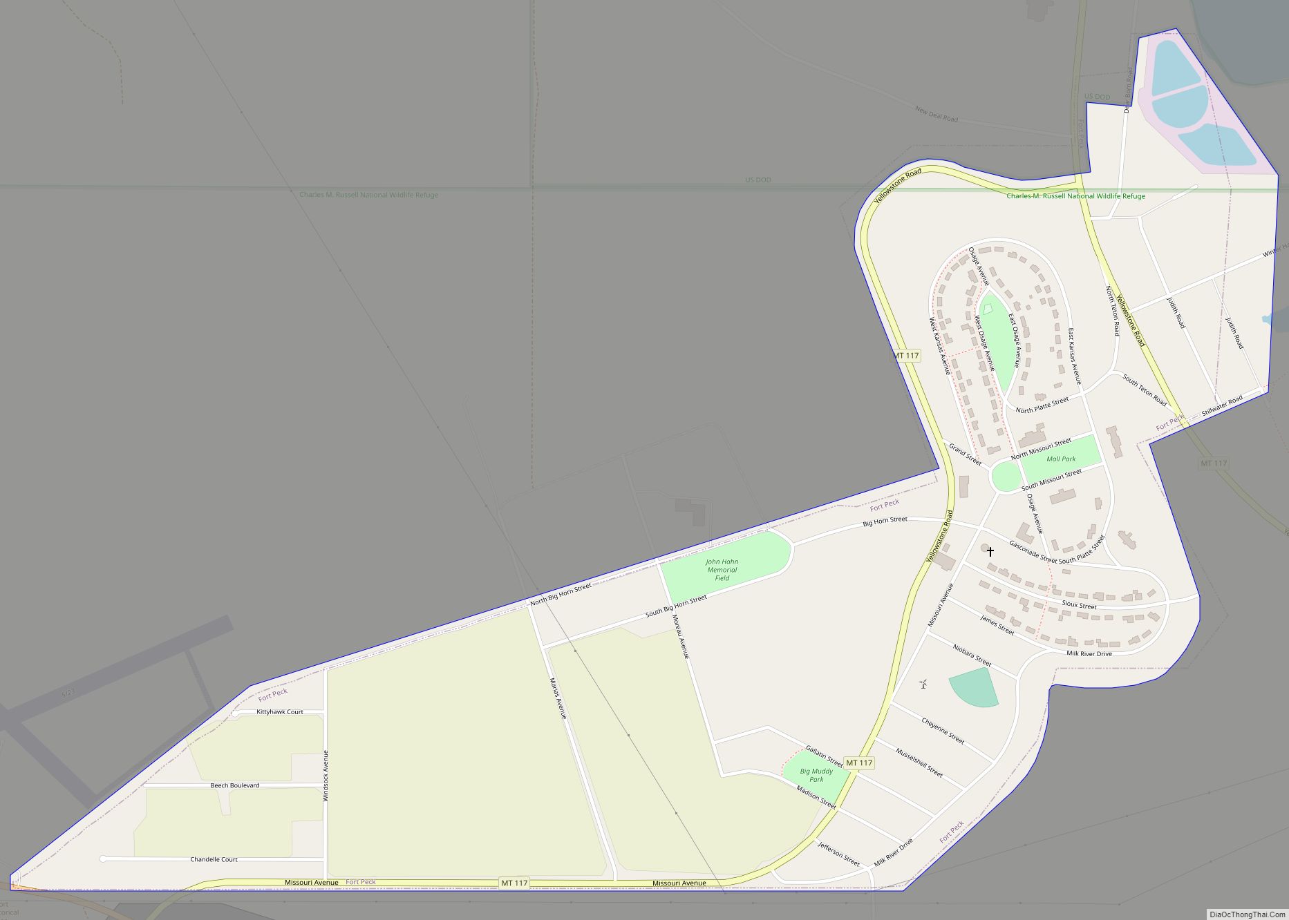 Map of Fort Peck town