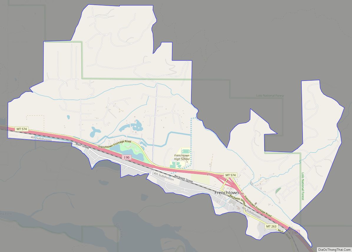 Map of Frenchtown CDP, Montana