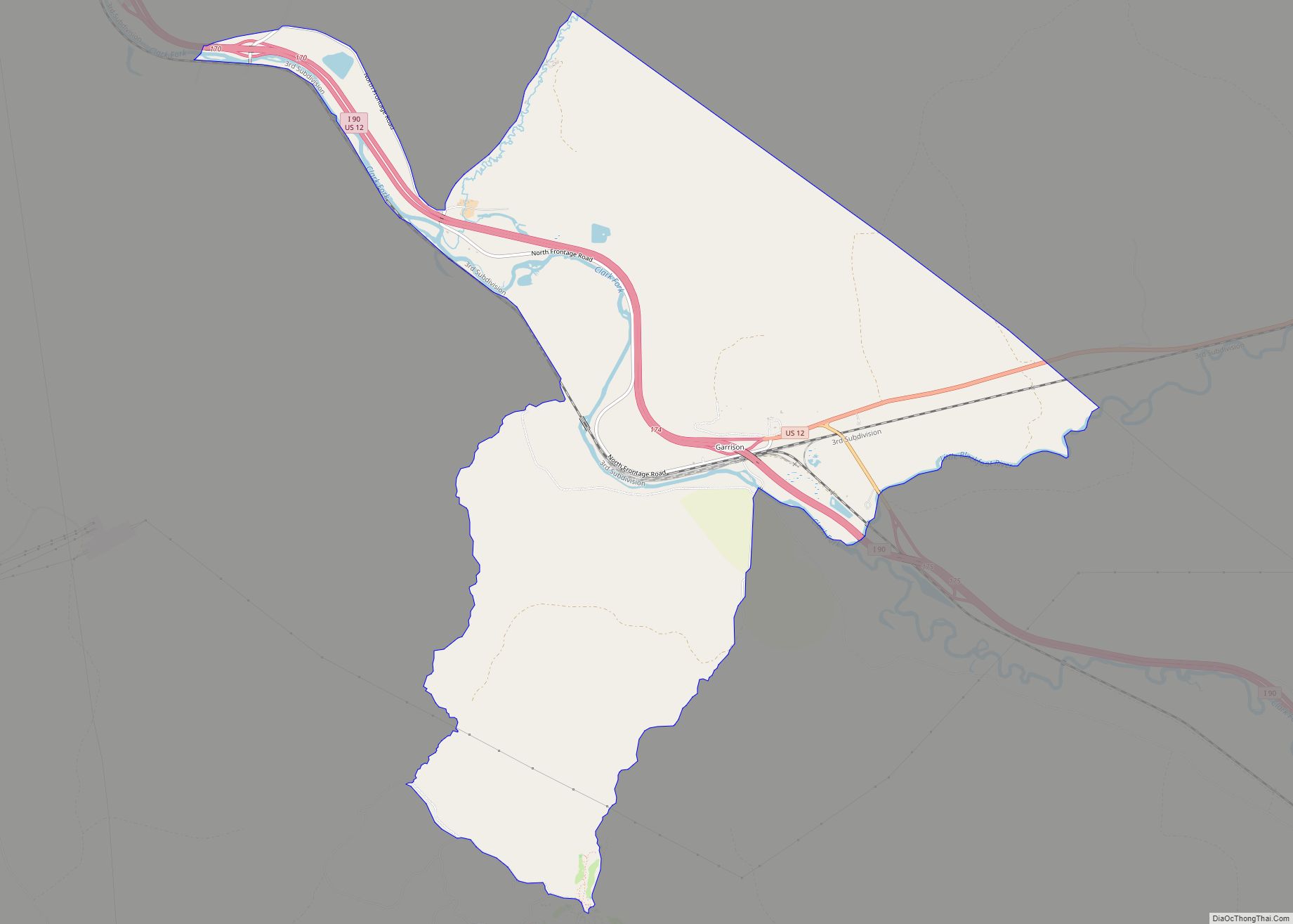 Map of Garrison CDP, Montana