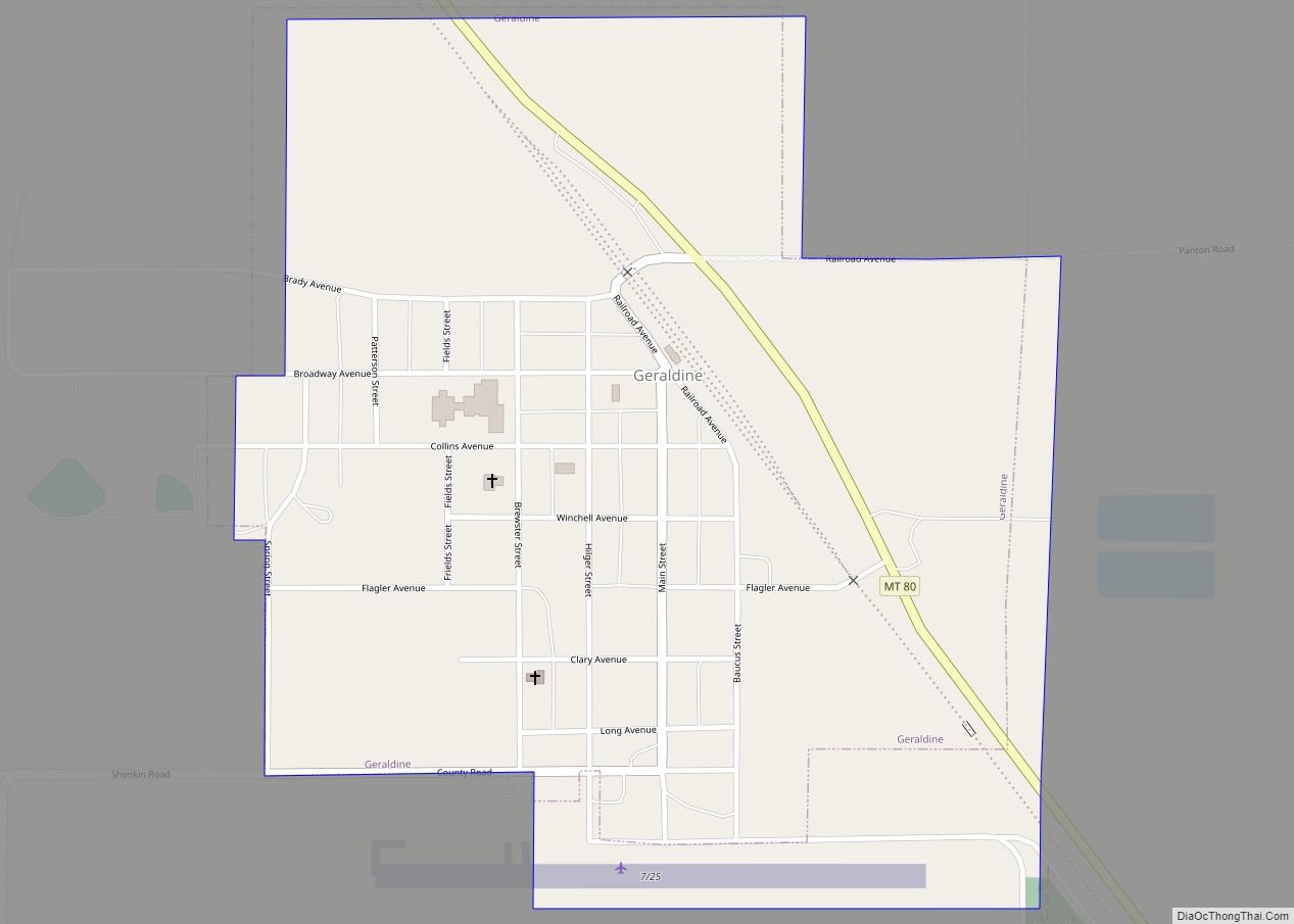 Map of Geraldine town, Montana