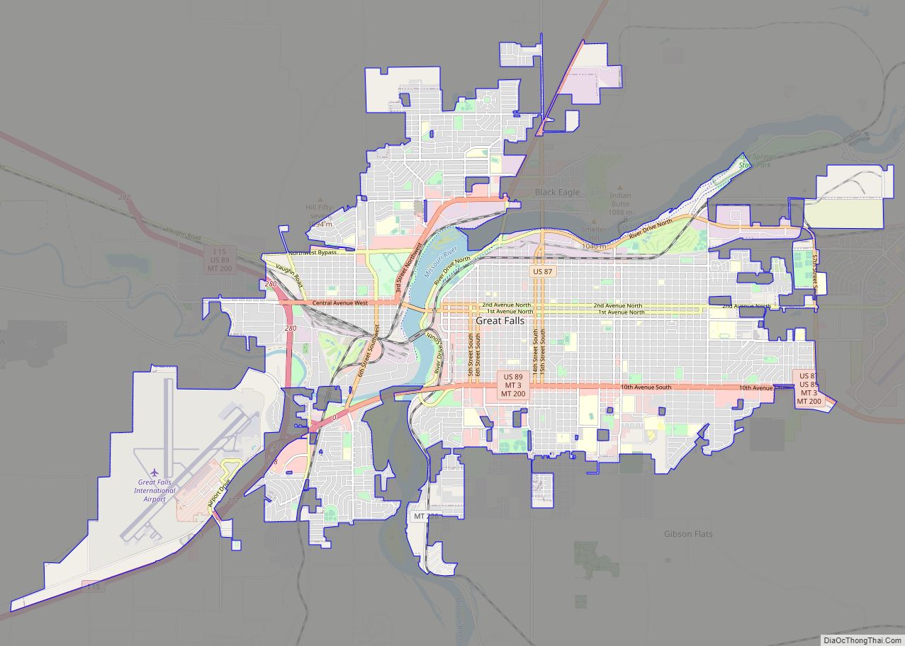 Map of Great Falls city