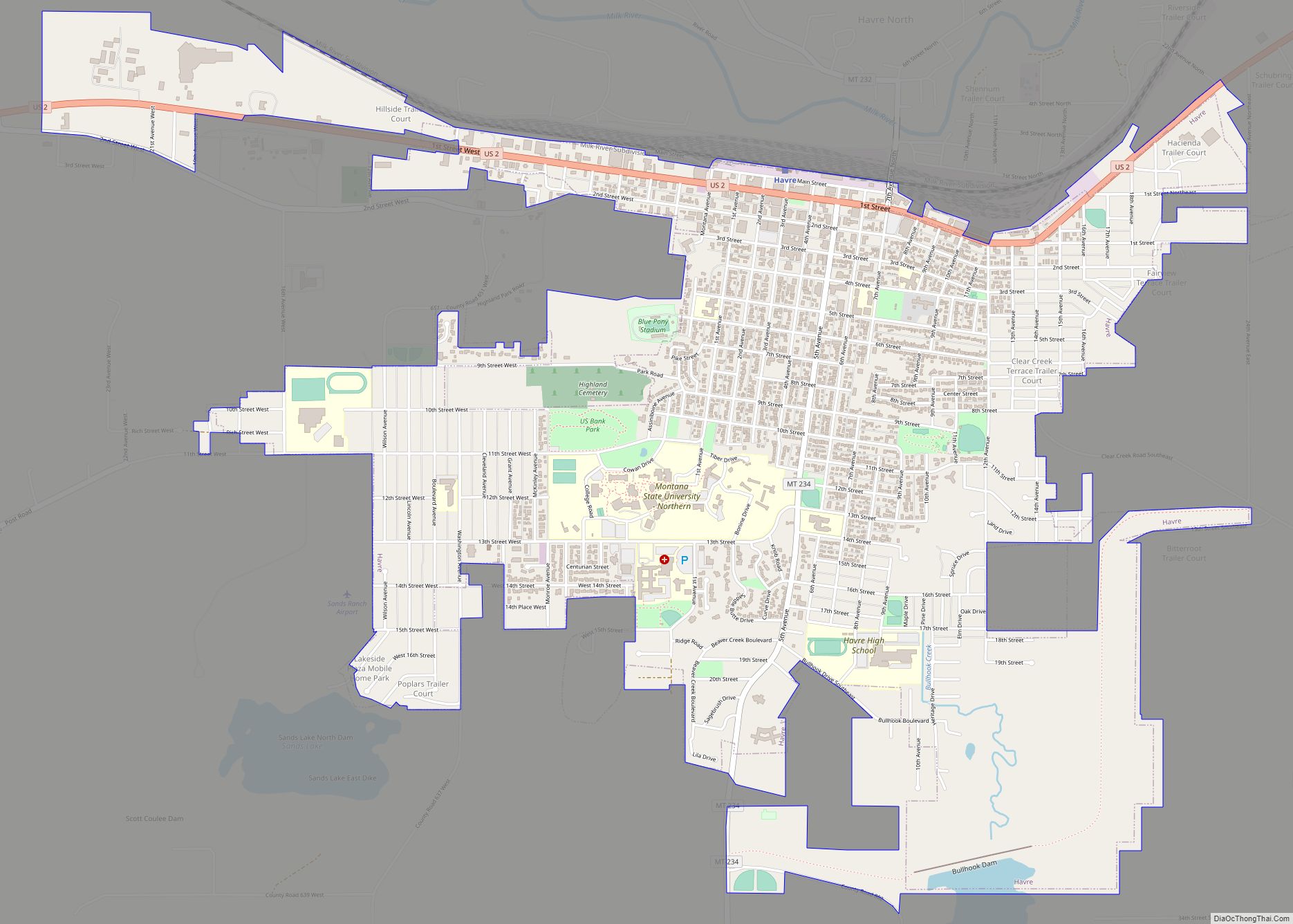 Map of Havre city