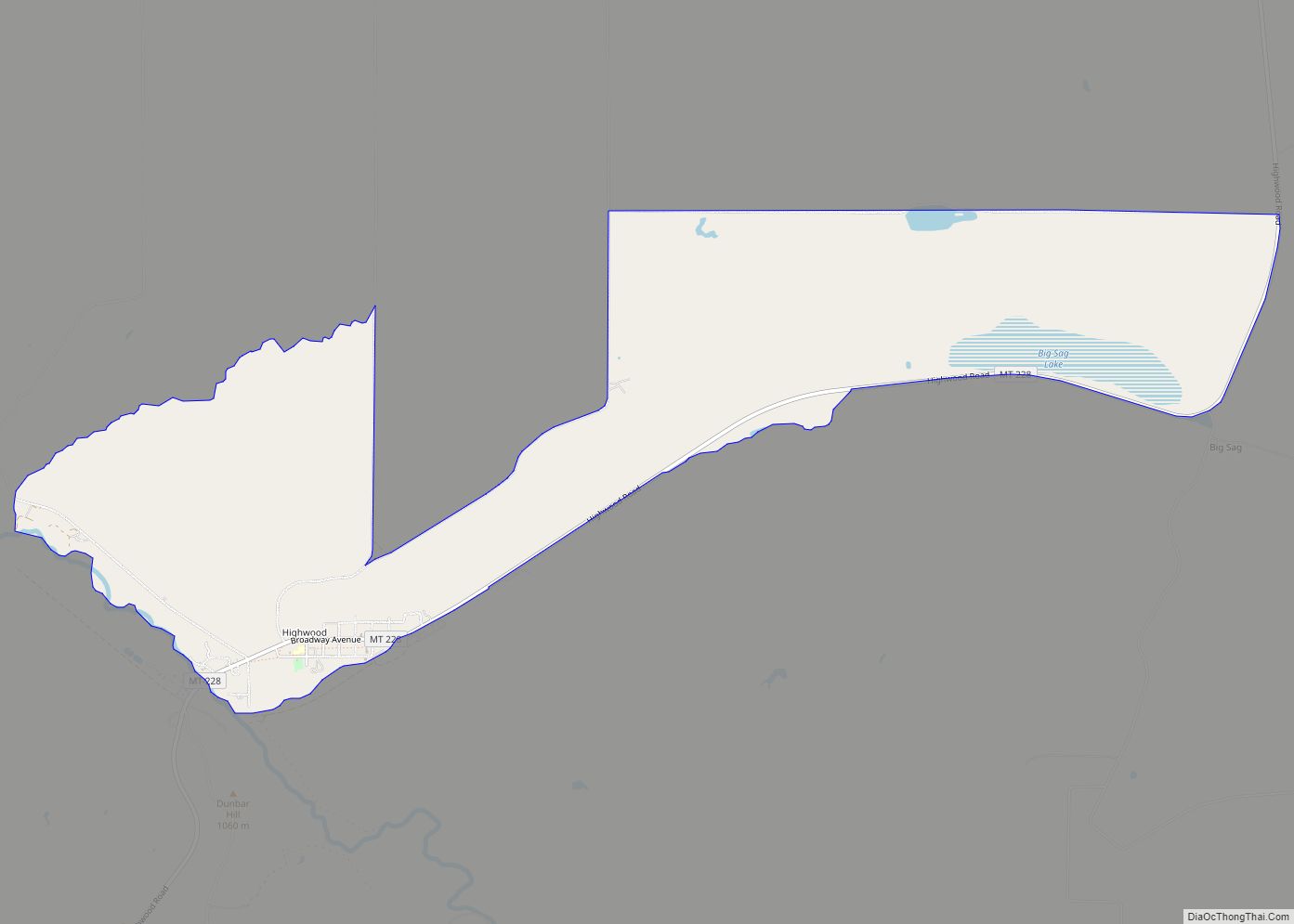 Map of Highwood CDP, Montana