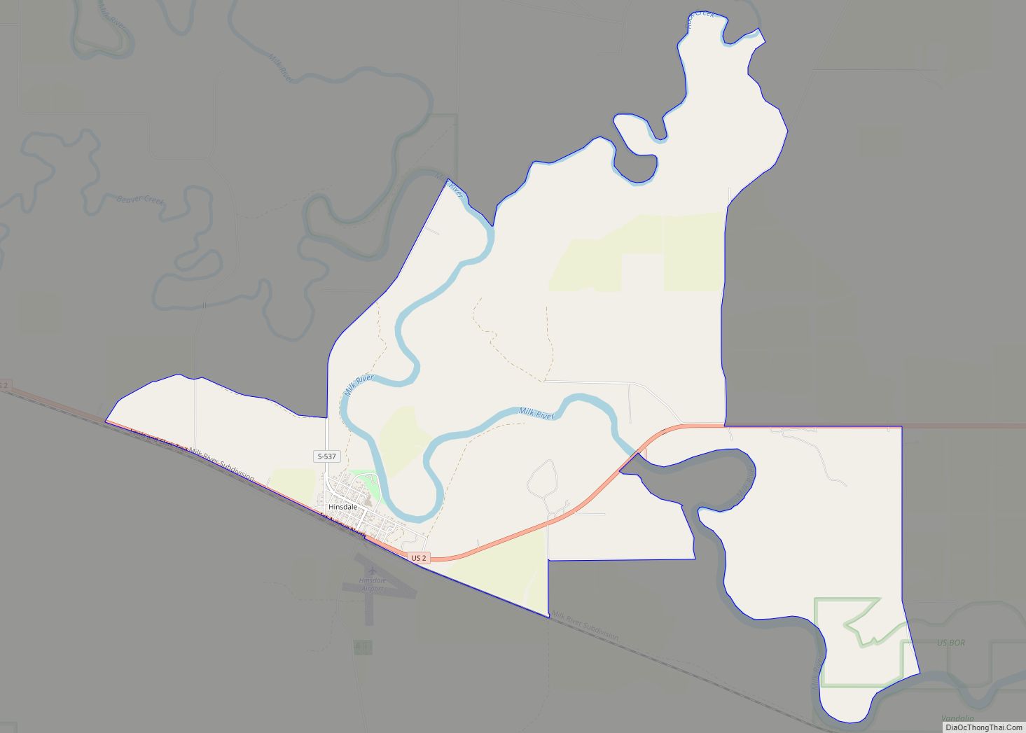 Map of Hinsdale CDP, Montana