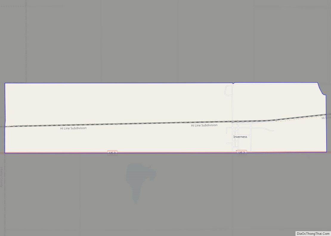 Map of Inverness CDP, Montana