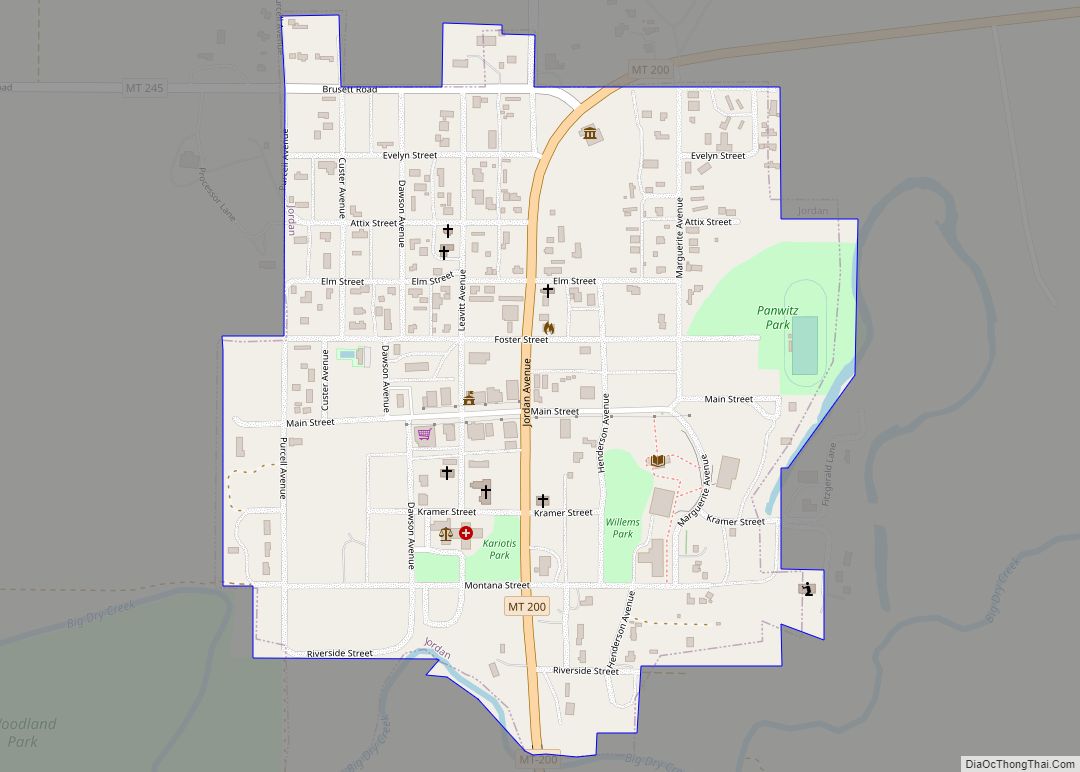 Map of Jordan town, Montana