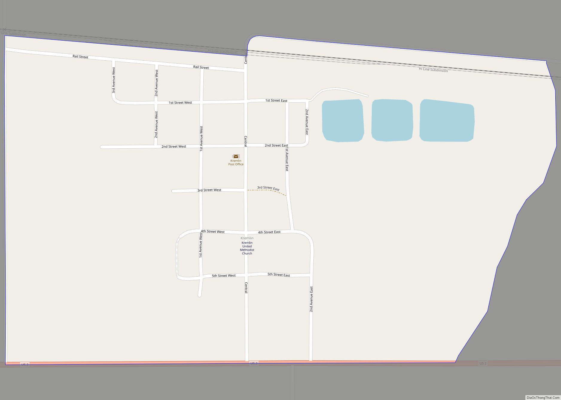 Map of Kremlin CDP, Montana