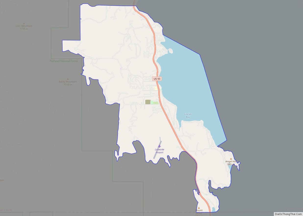 Map of Lakeside CDP, Montana