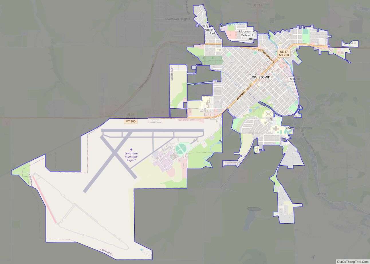 Map of Lewistown city, Montana