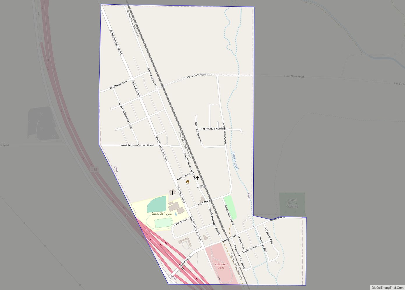 Map of Lima town, Montana