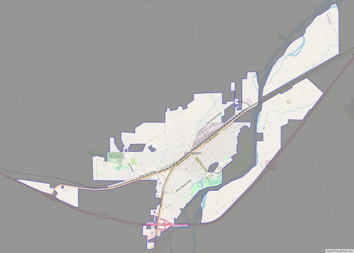 Map of Livingston city, Montana