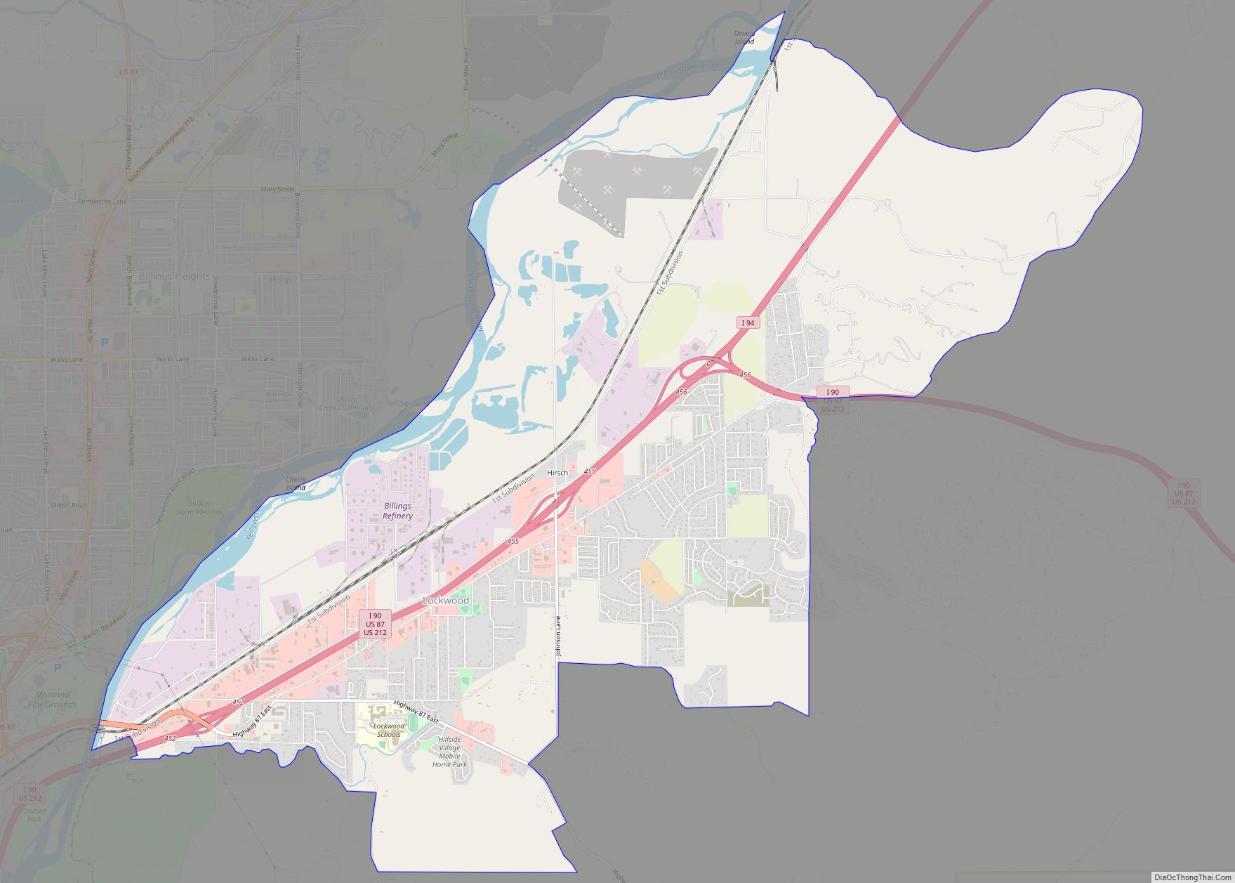 Map of Lockwood CDP, Montana