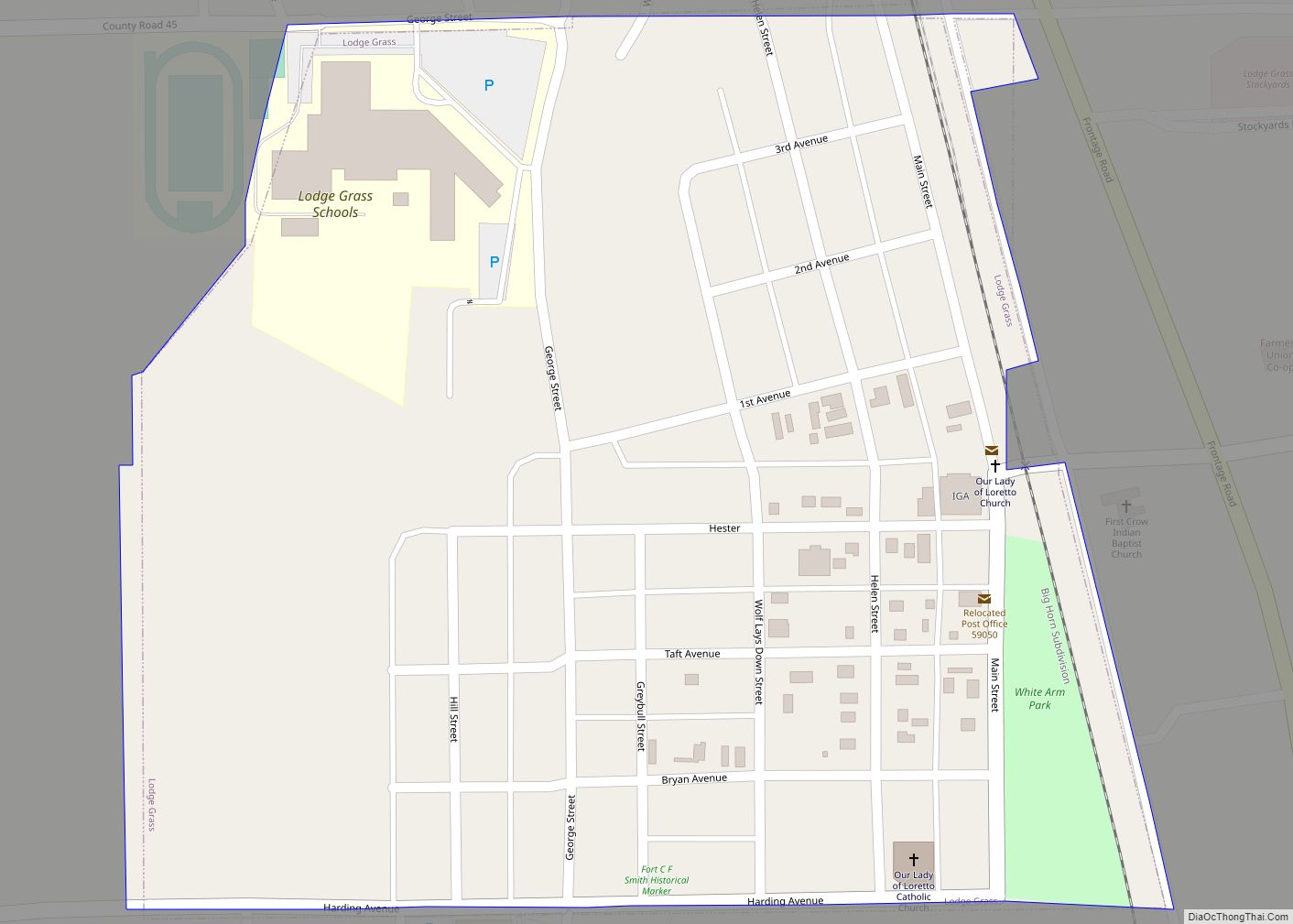 Map of Lodge Grass town