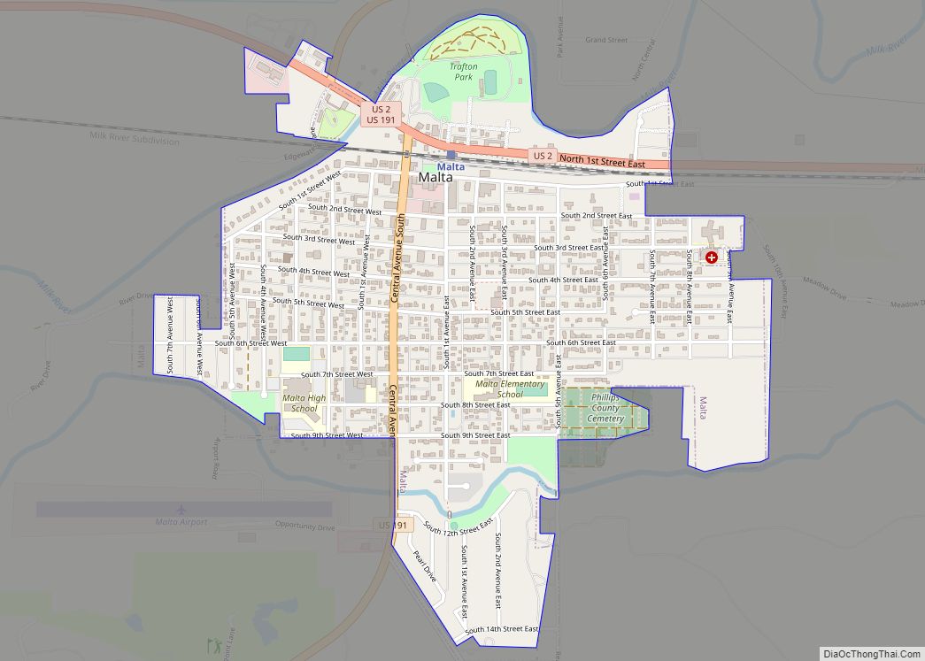 Map of Malta city, Montana