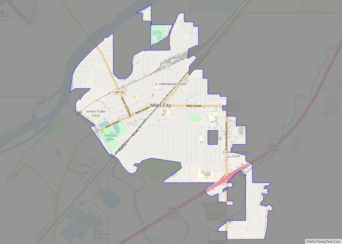 Map of Miles City