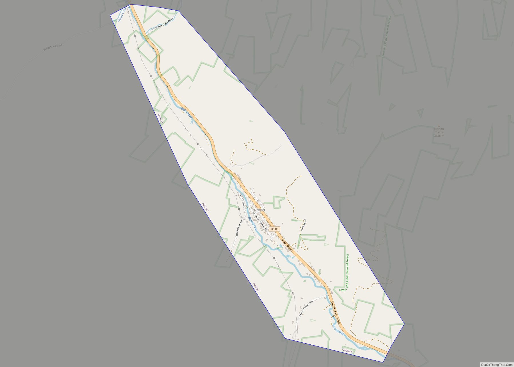 Map of Neihart town