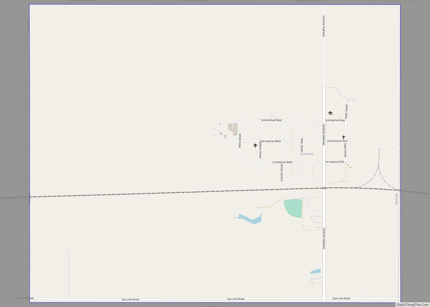 Map of Outlook town, Montana