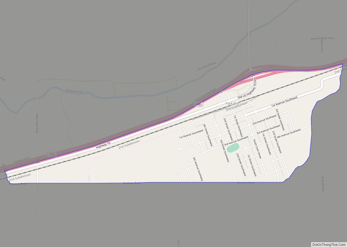 Map of Park City CDP, Montana