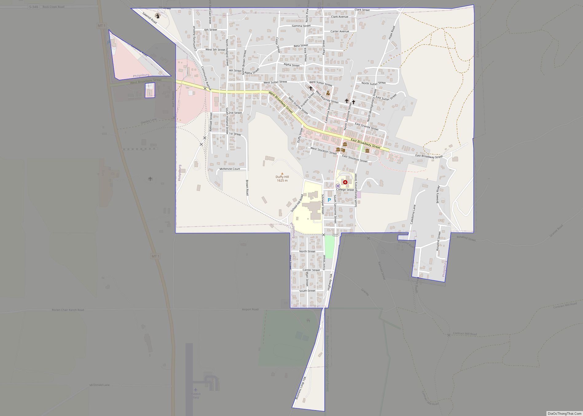 Map of Philipsburg town, Montana