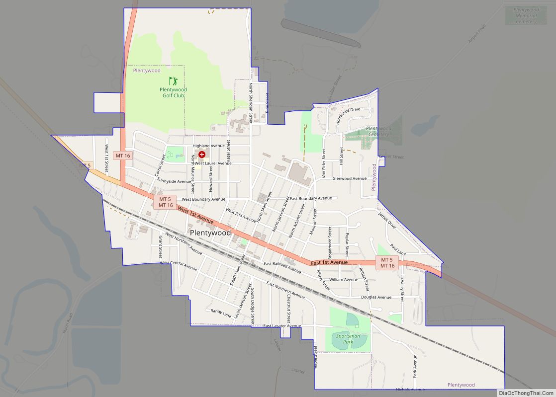 Map of Plentywood city