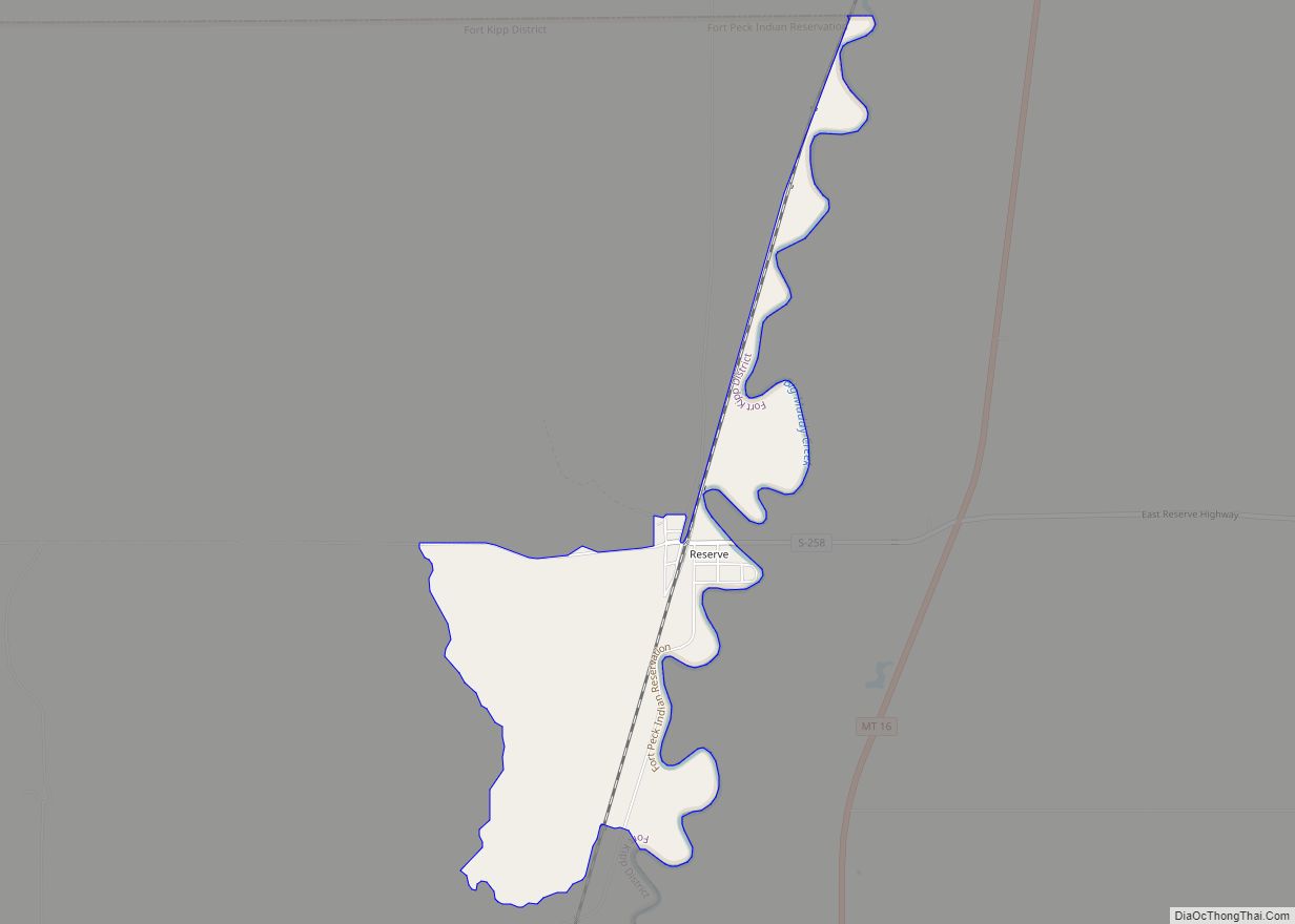 Map of Reserve CDP, Montana