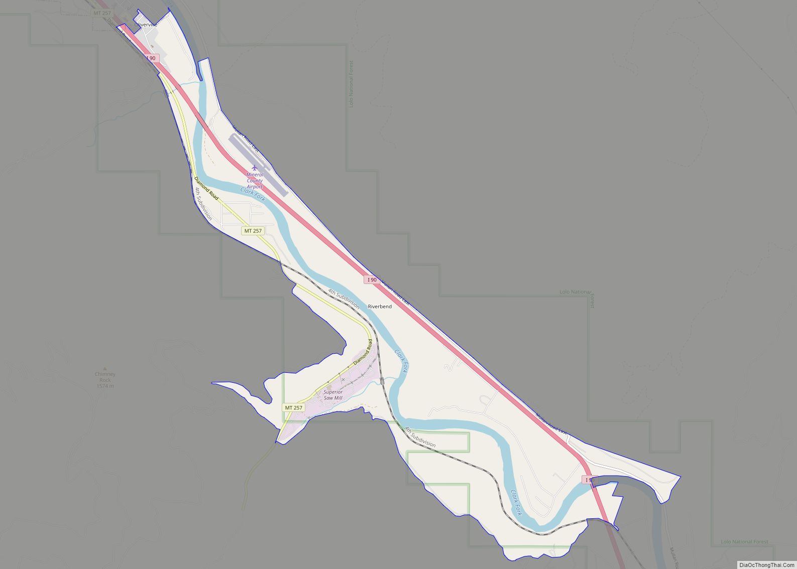 Map of Riverbend CDP, Montana