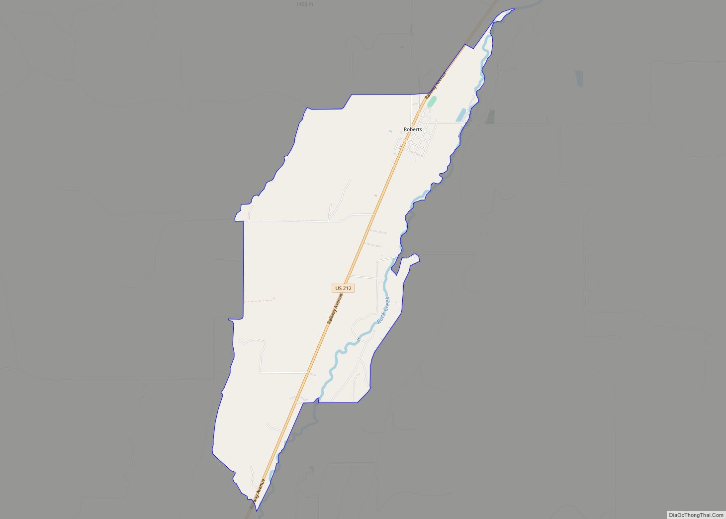 Map of Roberts CDP, Montana