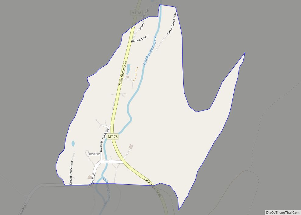 Map of Roscoe CDP, Montana