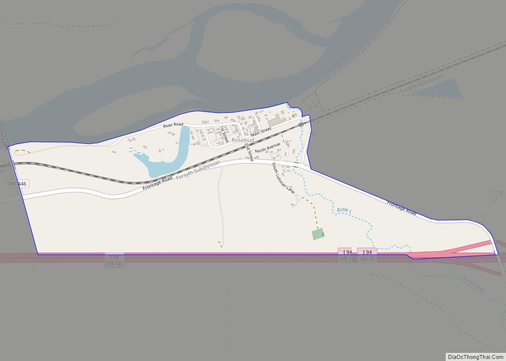 Map of Rosebud CDP, Montana