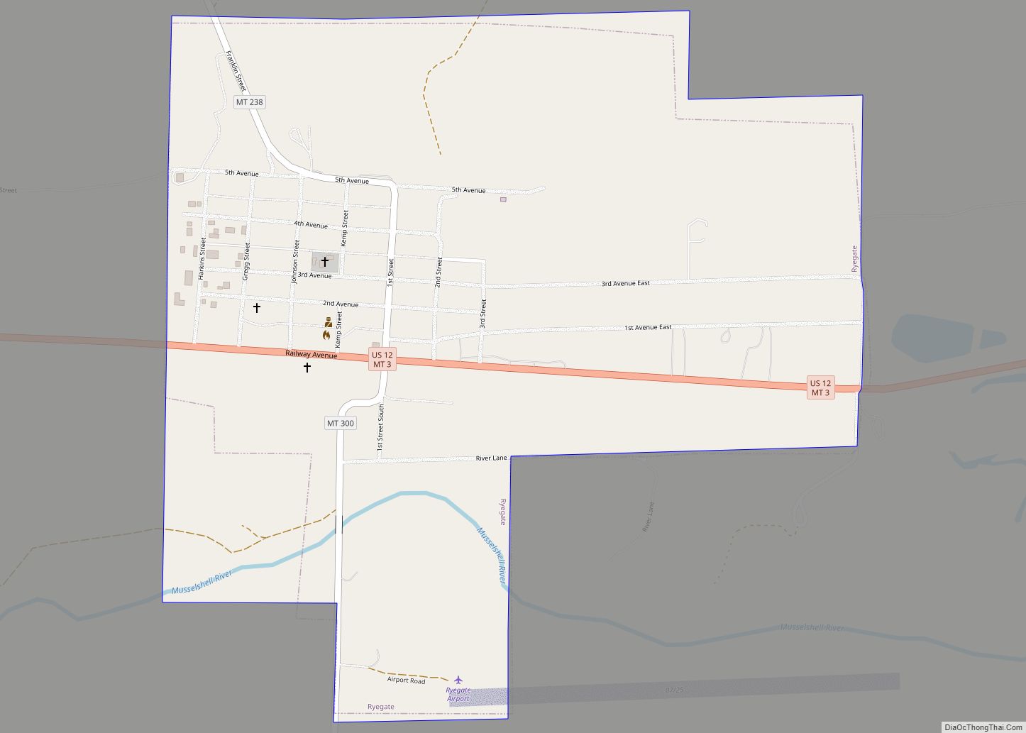 Map of Ryegate town