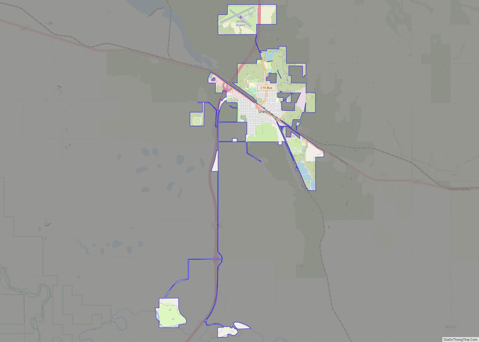 Map of Shelby city, Montana