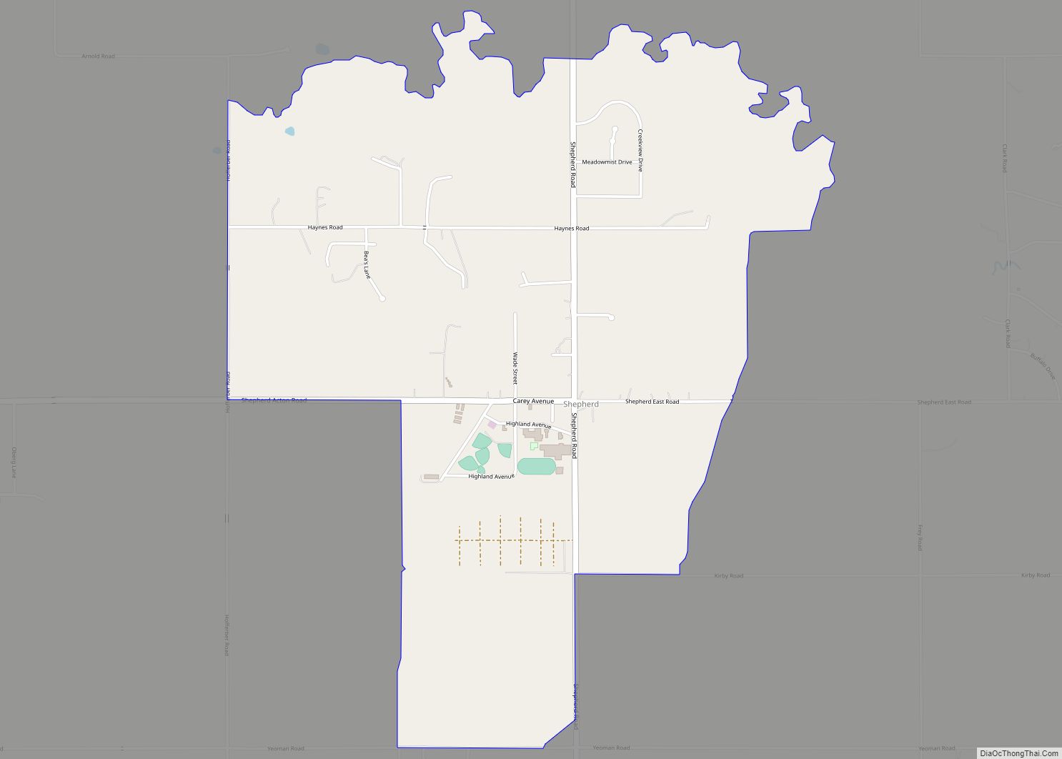Map of Shepherd CDP, Montana