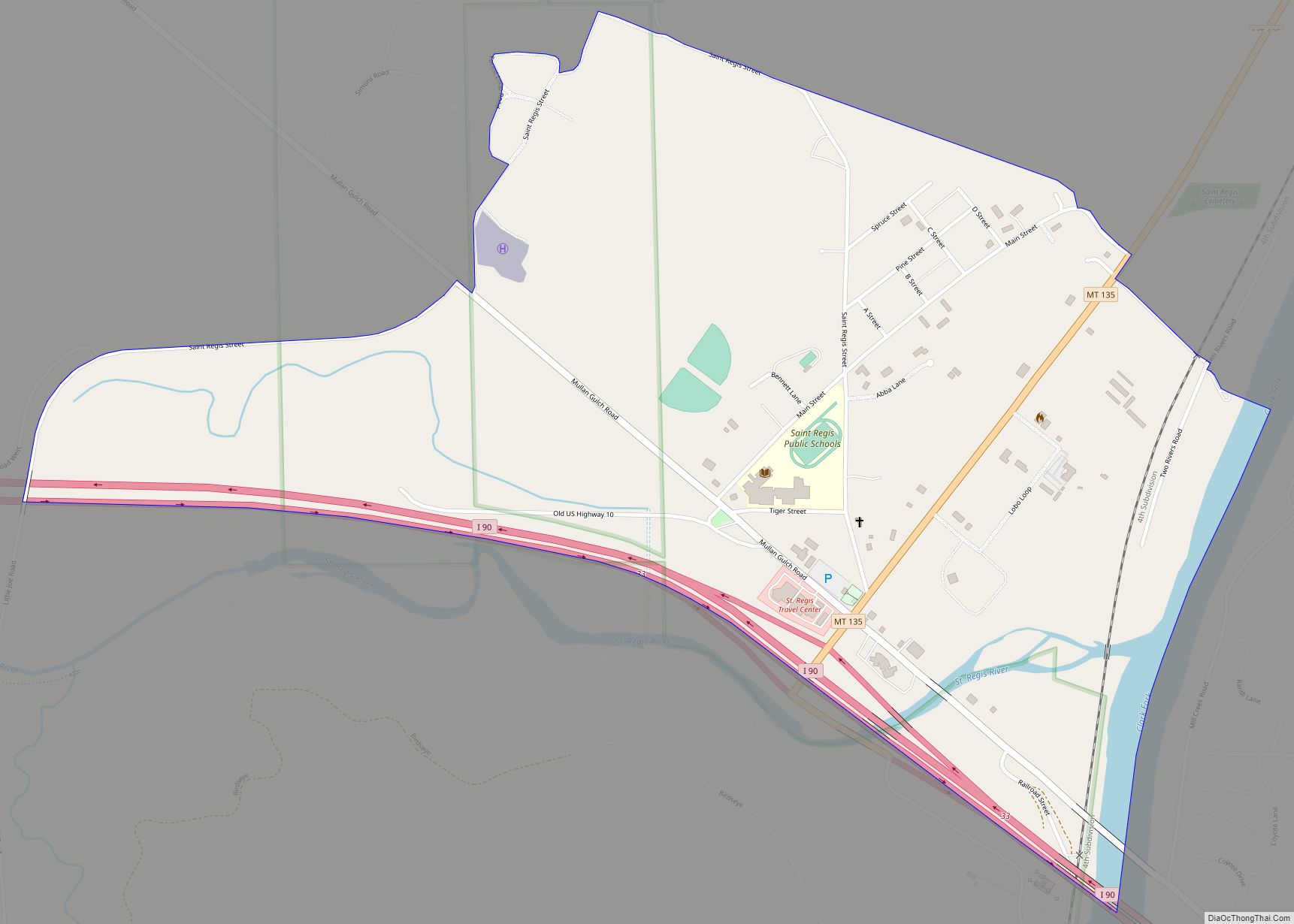 Map of St. Regis CDP