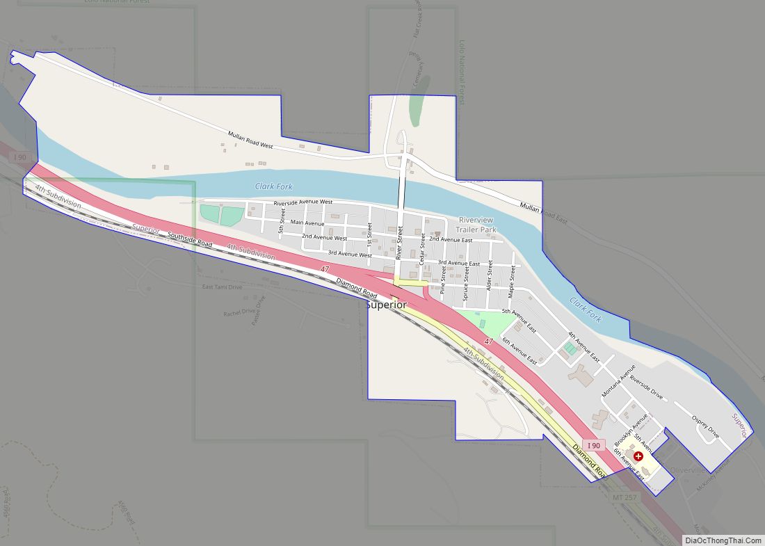 Map of Superior town, Montana