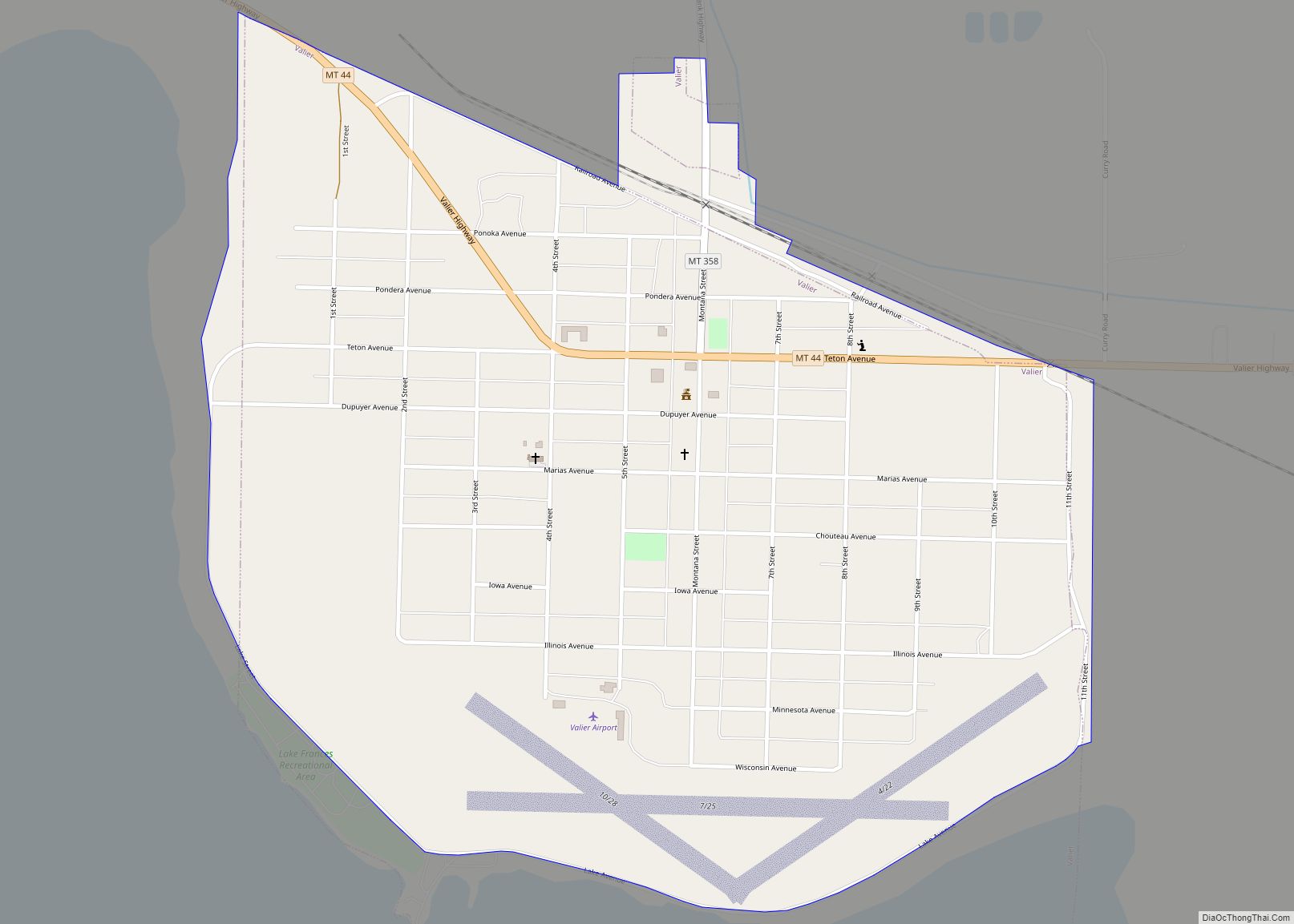 Map of Valier town, Montana