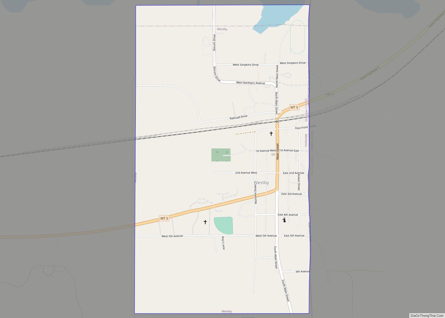 Map of Westby town